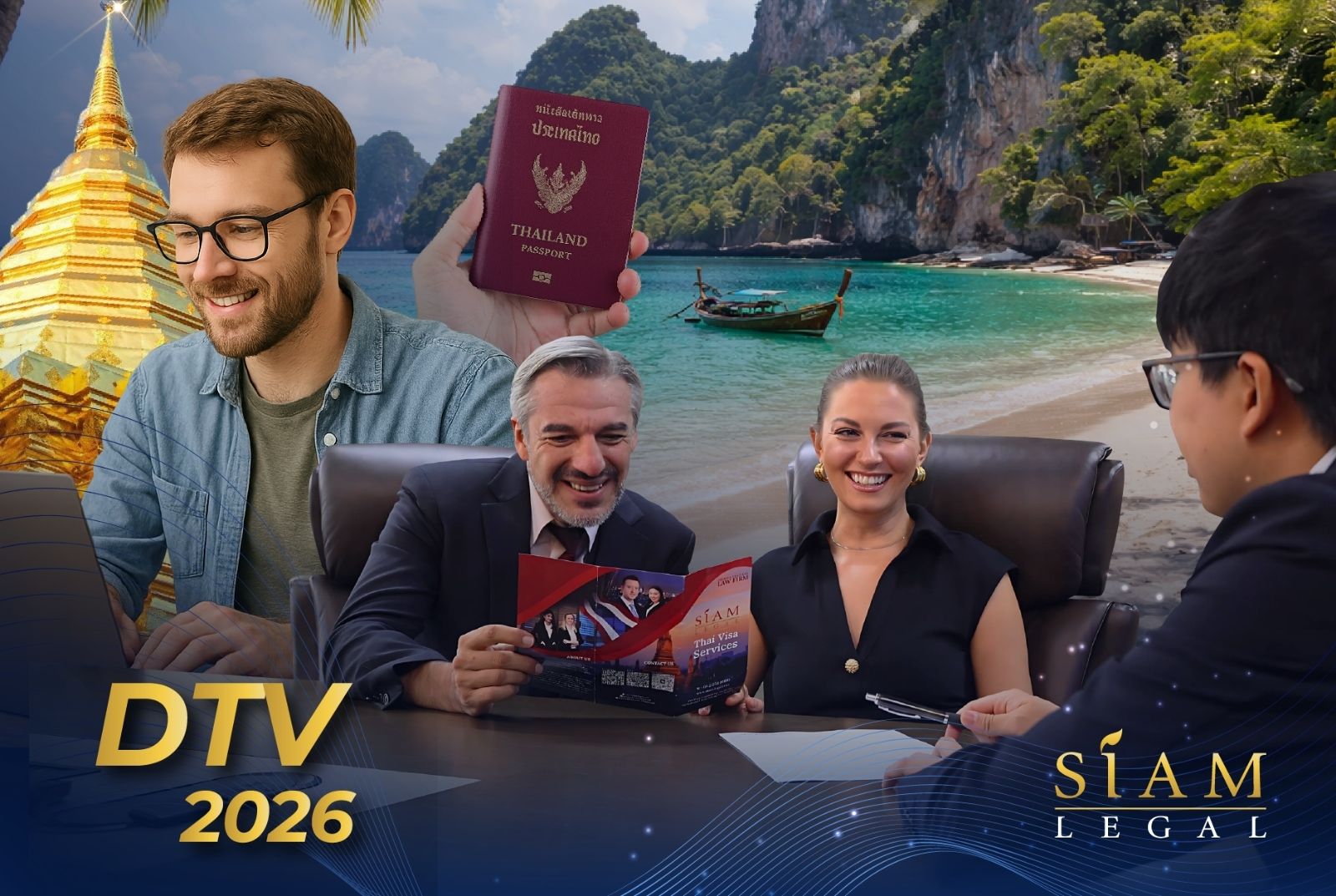 Digital nomad couple consulting with a Siam Legal advisor about eligibility and requirements for the DTV.